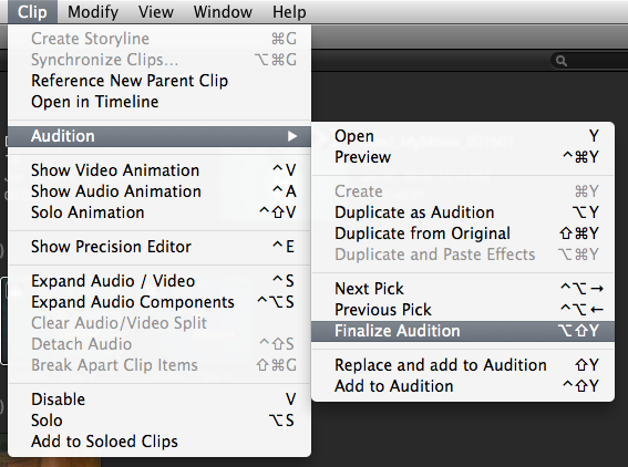 edit clip in adobe audition greyed out